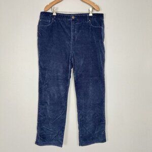 Tradition Womens Straight Pants Size 14 Blue Cotton Corduroy Casual